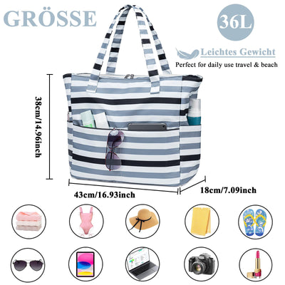 Grand sac de plage avec fermeture éclair