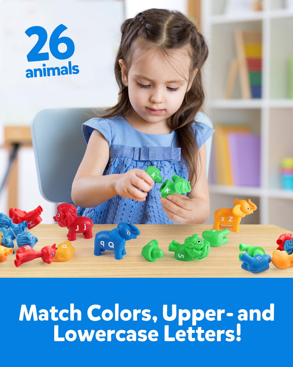 ABC Animal Letter Matching Game, 26PCS Upper and Lower Case Fine Spelling Sports Toy, Preschool Puzzle