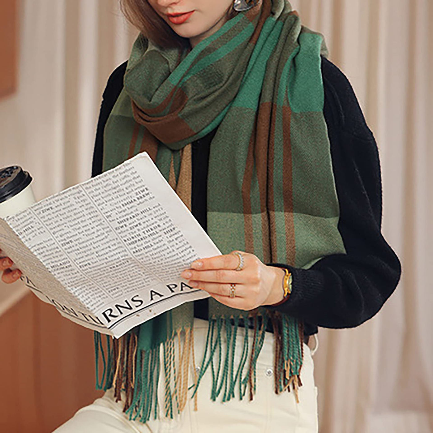 scarf thick knitted scarf plaid neckerchief scarf poncho