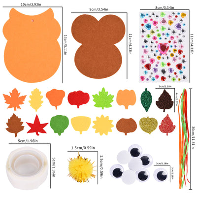 Felt craft set for decoration, 6 pieces Owl craft set, fall crafts for children, creative sets and craft supplies for children