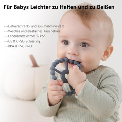 Beißring Baby, 3er-Pack Beißring Baby Spielzeug Kühlung, Silikon Greifring
