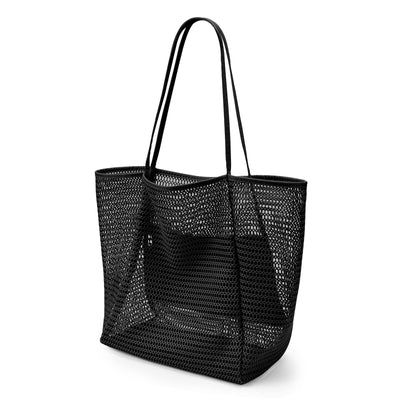 Sac de plage en maille avec poche intérieure zippée, sac à bandoulière pour femmes, sac de natation, sacs à main pliables