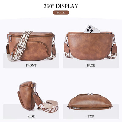 Sacs à bandoulière, sac à bandoulière en cuir végétal, sac à bandoulière pour dames, pochette de poitrine avec fente pour cartes, blocage RFID, avec large bandoulière détachable et réglable