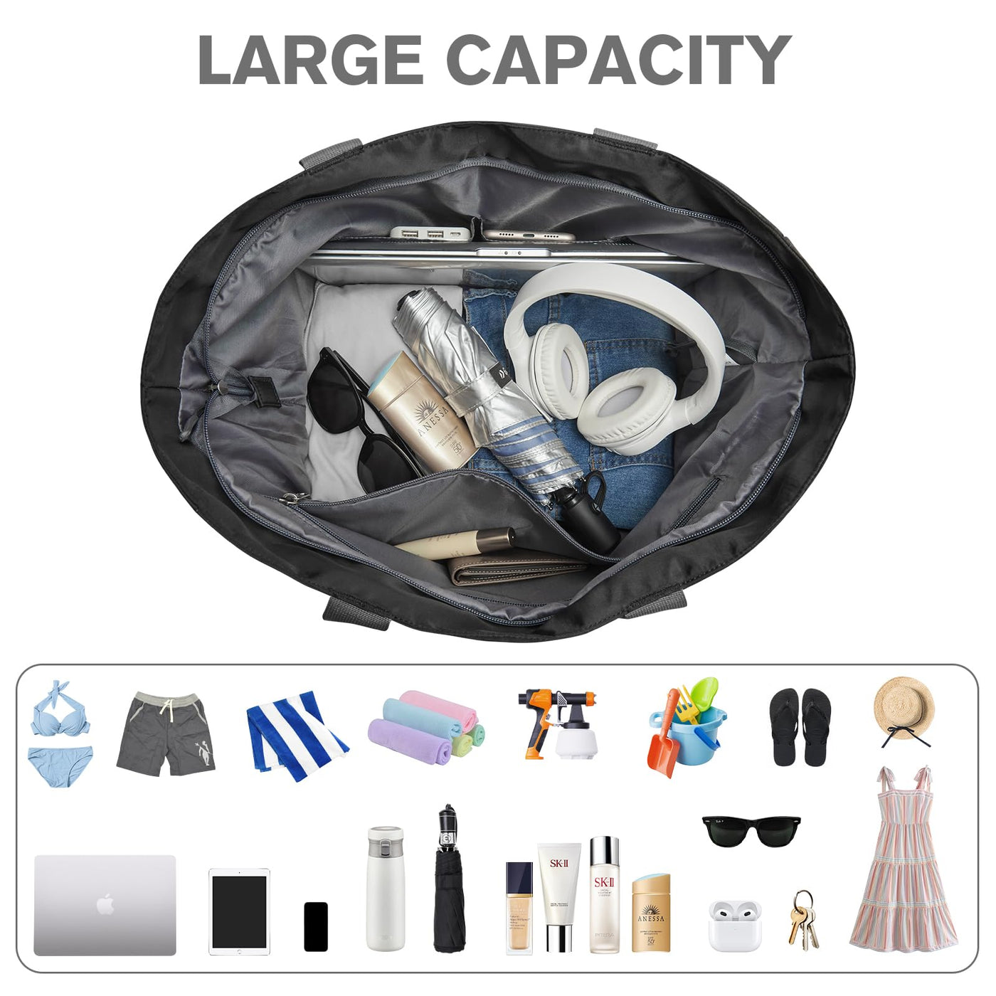 Sac de Plage Familial et Sac de Plage Pliable