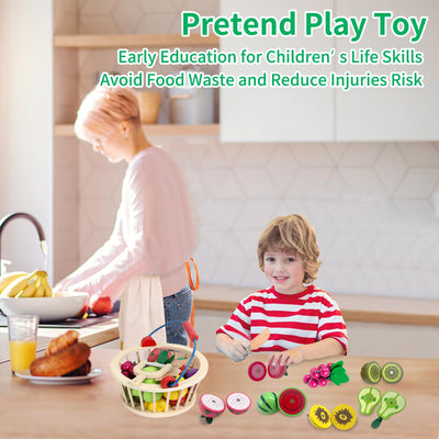 Wooden kitchen accessories, play kitchen children's kitchen accessories made of wood, food fruit for cutting, kitchen toys role play