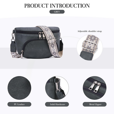 Shoulder Bags, Crossbody Bag Vegan Leather Crossbody Bag Ladies,RFID Blocking Card Slot Chest Pocket with Adjustable Detachable Wide Strap