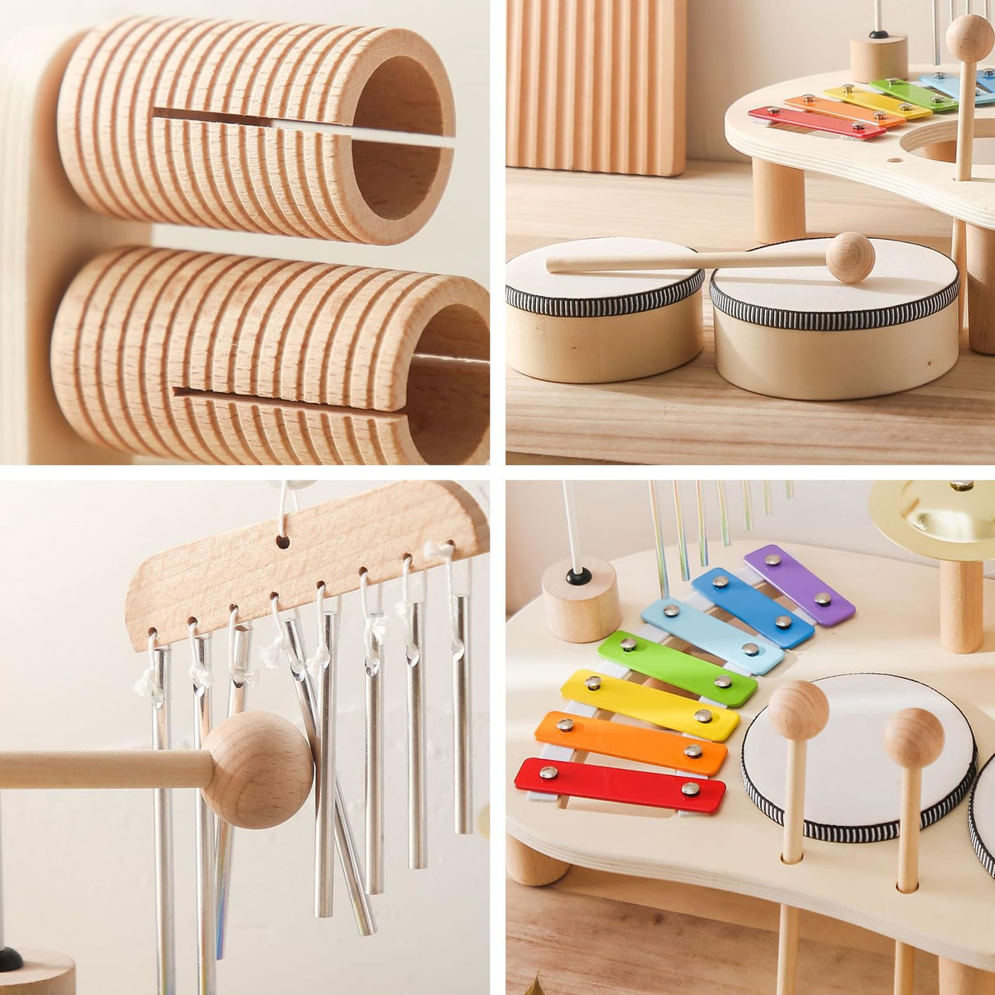 Trommelset für Kinder, 7-in-1 Musik Kinderspielzeug, Lernspielzeug Trommelset mit Xylophon, Kindertrommelset