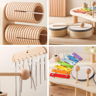 Trommelset für Kinder, 7-in-1 Musik Kinderspielzeug, Lernspielzeug Trommelset mit Xylophon, Kindertrommelset