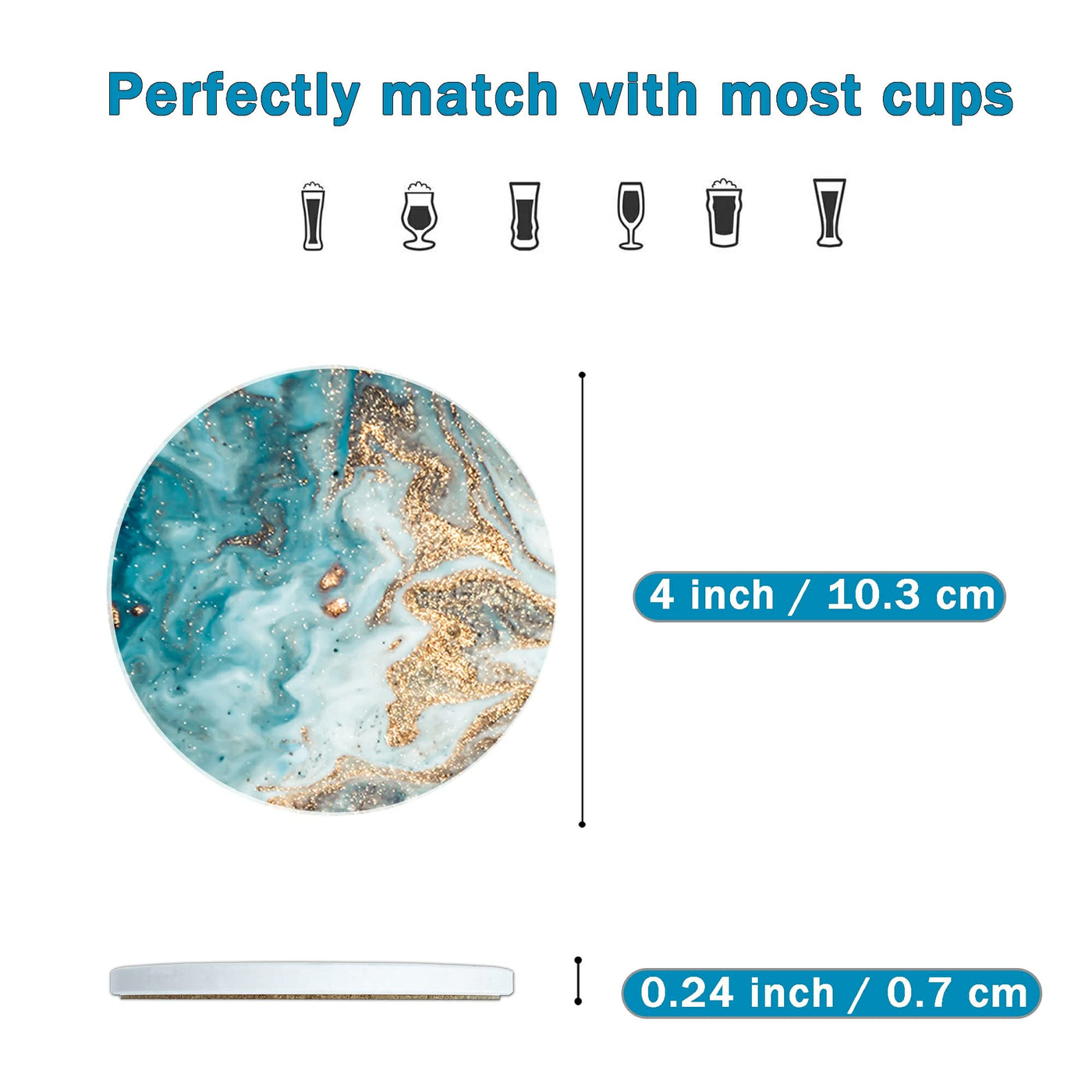 Sous-verres pour boissons, Sous-verres en céramique avec base en liège