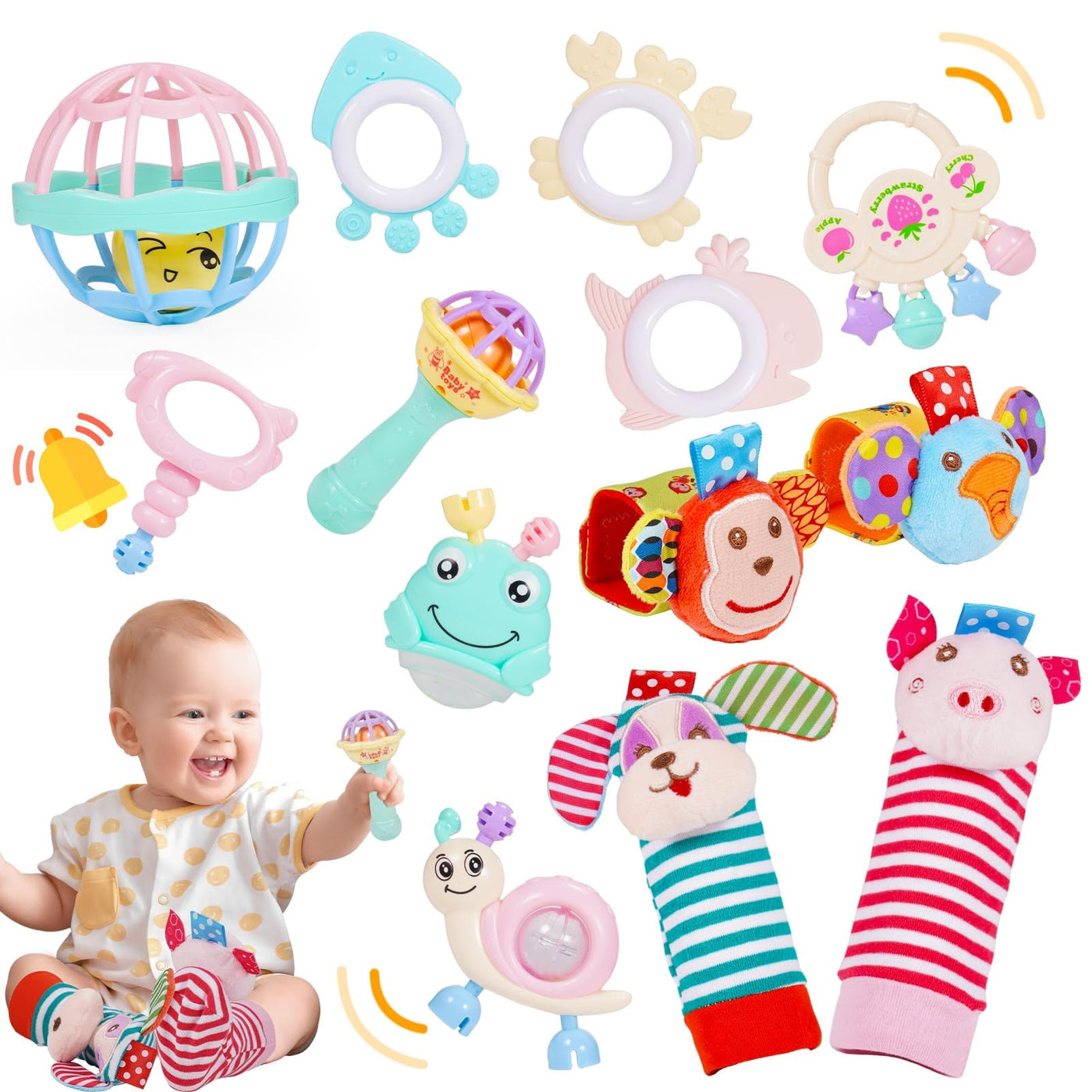 Lot de 14 hochets Jouets pour bébés Bébé