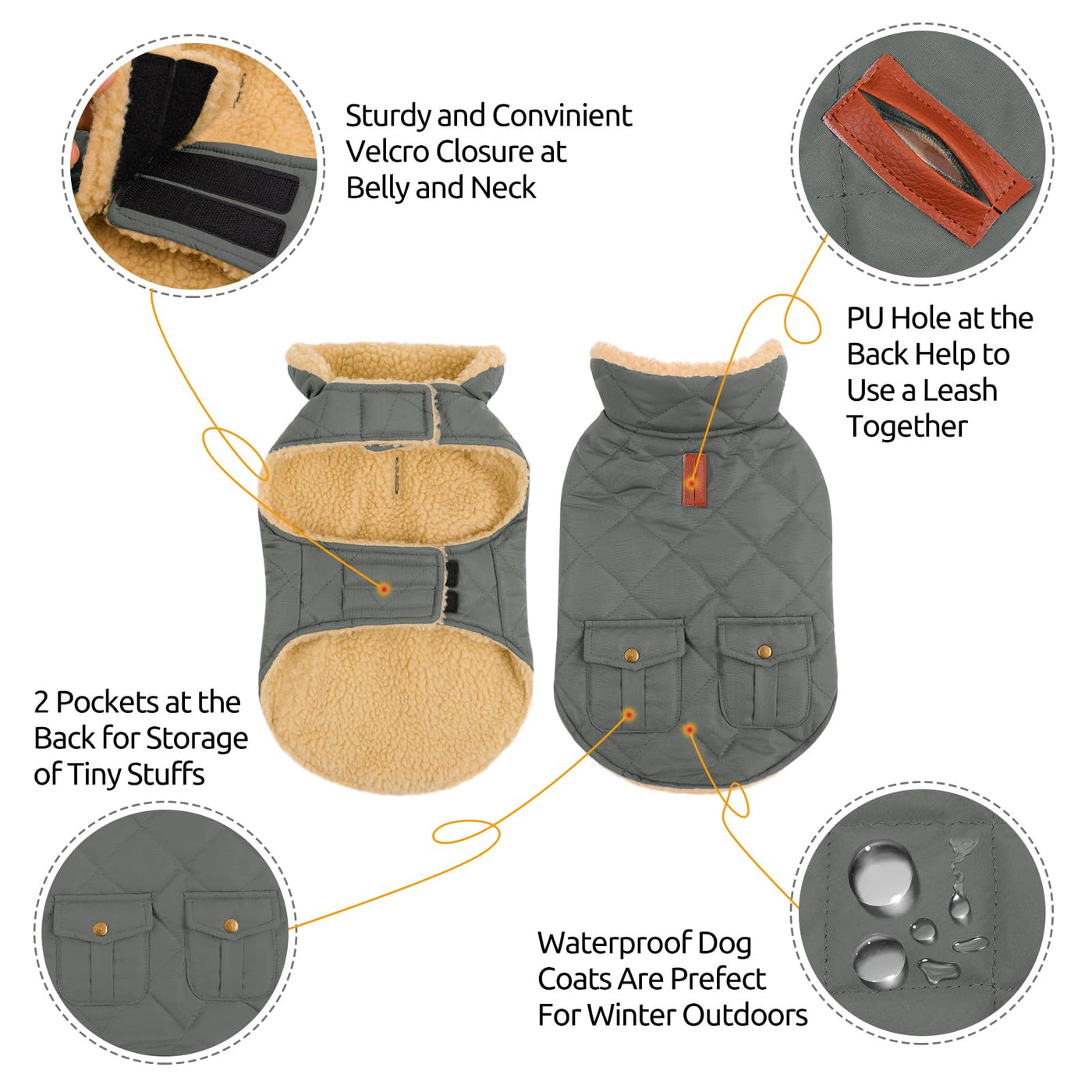 Winter Coat Dog Coat, Warm Winter Jackets with Fleece for Dogs