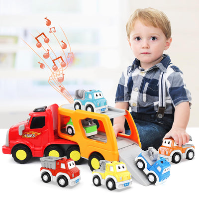 Toy car, 7 in 1 toddler transporter truck toy with light and music