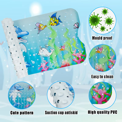 Tapis de bain pour enfants, tapis de bain extra long pour enfants, tapis de bain antidérapant pour enfants avec ventouses