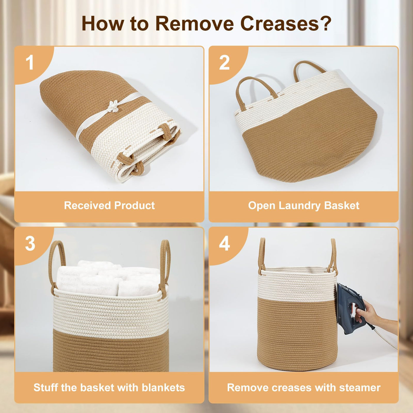 Panier à linge en coton Tissé