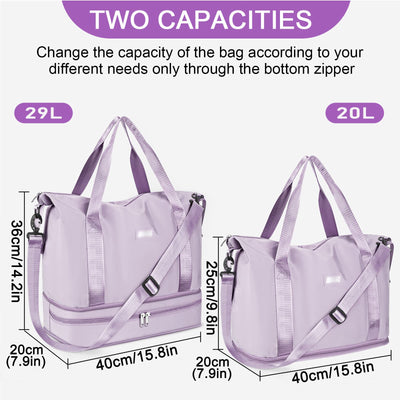 Sports bag Foldable travel bag with shoe compartment and wet compartment, water-repellent