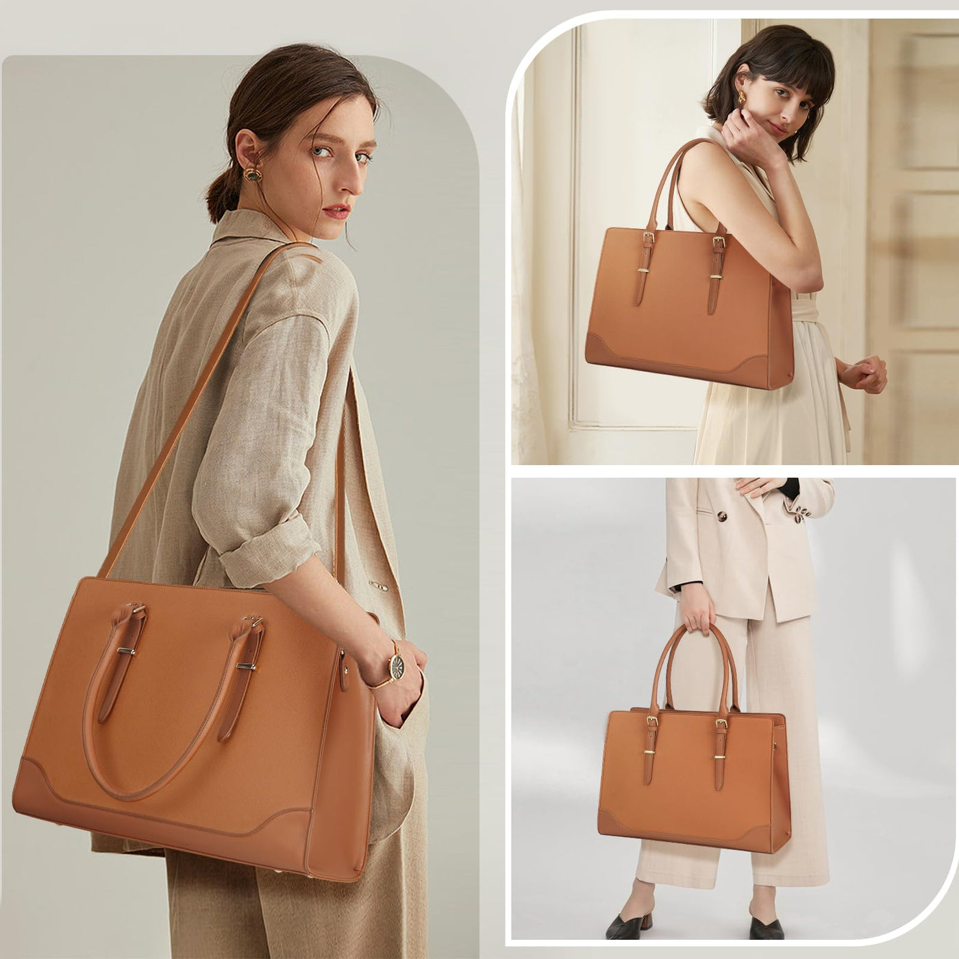 Handtasche Shopper große Tasche PU-Leder Arbeitstasche Umhängetasche Tasche für die Arbeit Schule