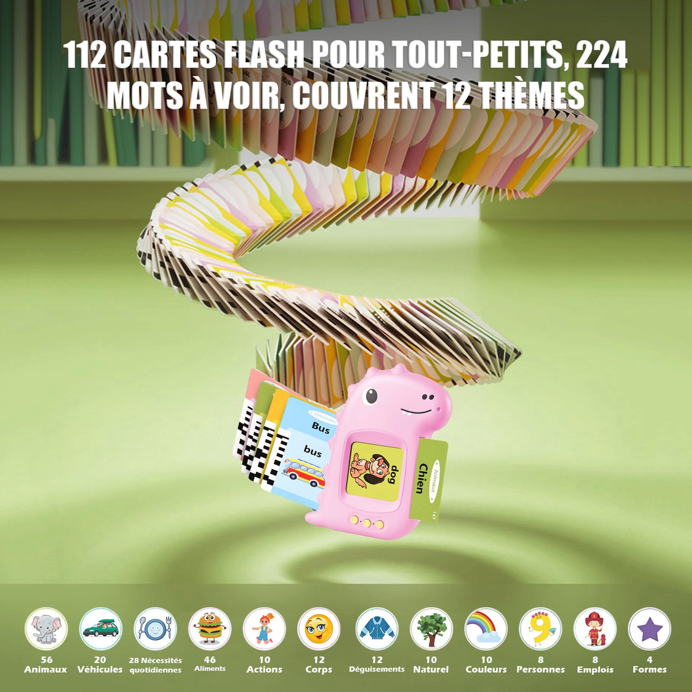 Flashcards sur l'expression orale Français pour les enfants d'âge préscolaire 112 feuilles 224 mots