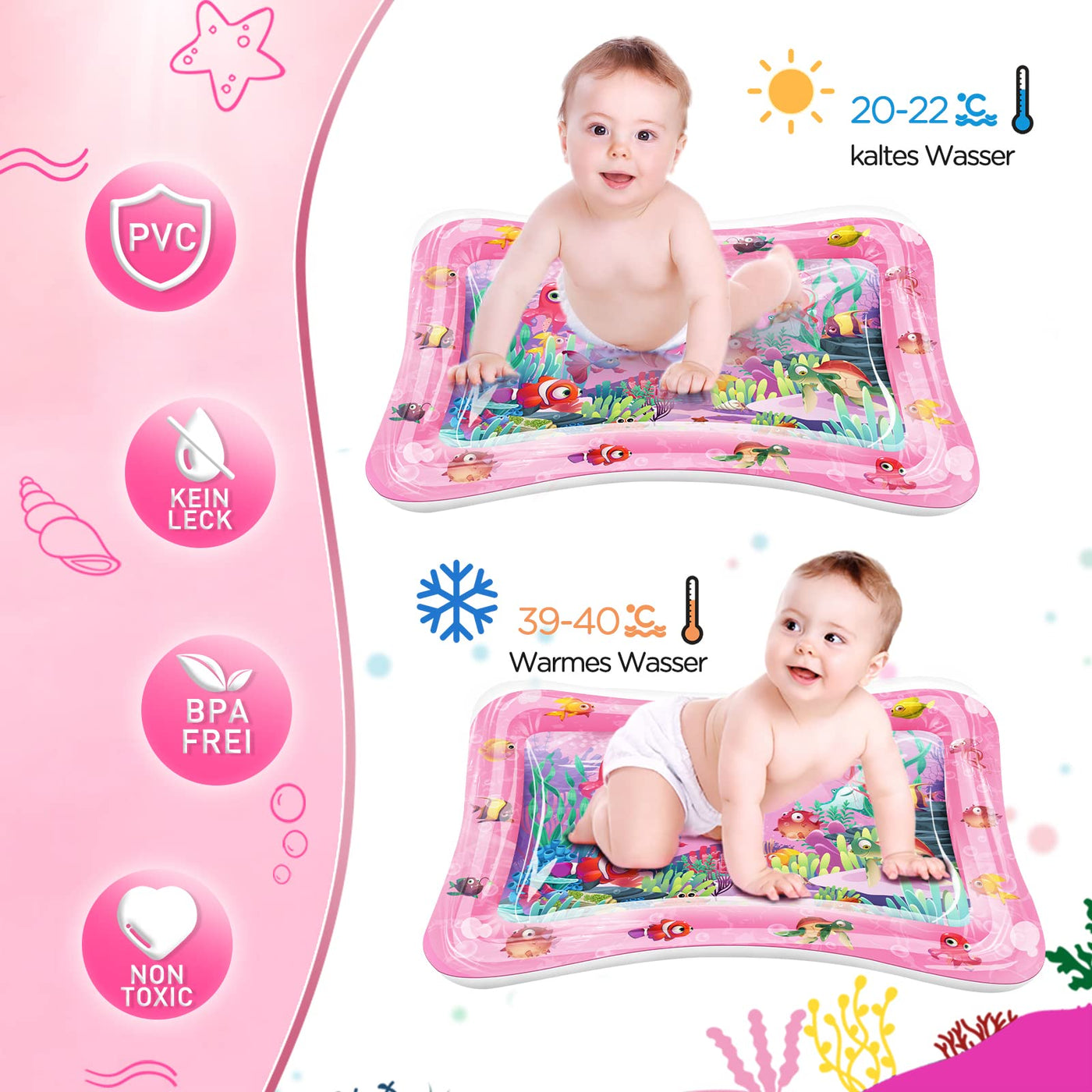 Water mat baby toy, water play mat BPA-free, play mat baby, inflatable tummy time mat, fun activities Stimulating your baby's growth