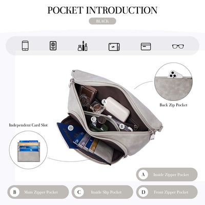 Sacs à bandoulière, sac à bandoulière en cuir végétal, sac à bandoulière pour dames, pochette de poitrine avec fente pour cartes, blocage RFID, avec large bandoulière détachable et réglable
