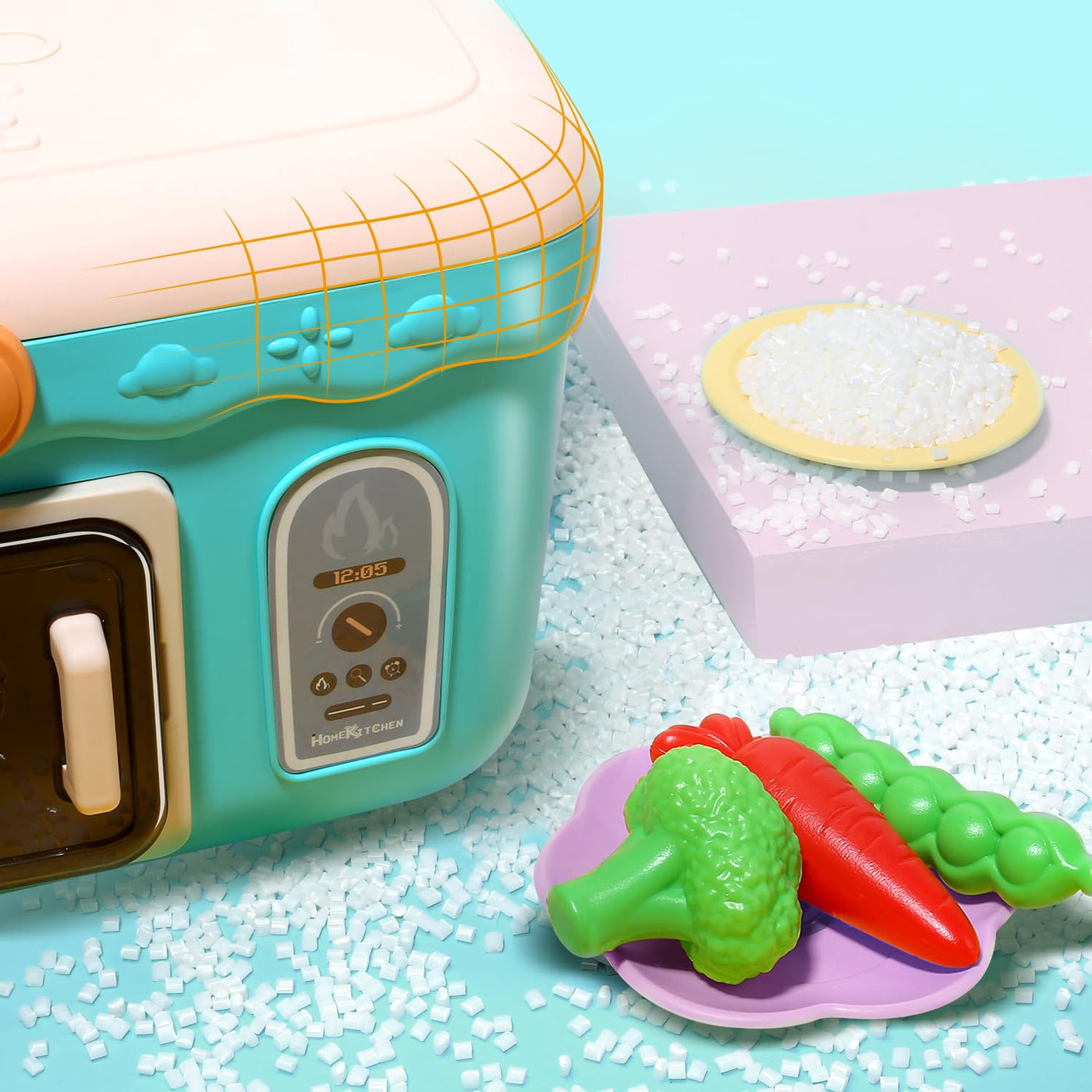 Kinderküchenspielzeug Picknick-Set, tragbares Picknickkorb-Spielzeug mit Musik und Lichtern, farbwechselndes Spielfutter, Küchenspüle, Küchenspiel