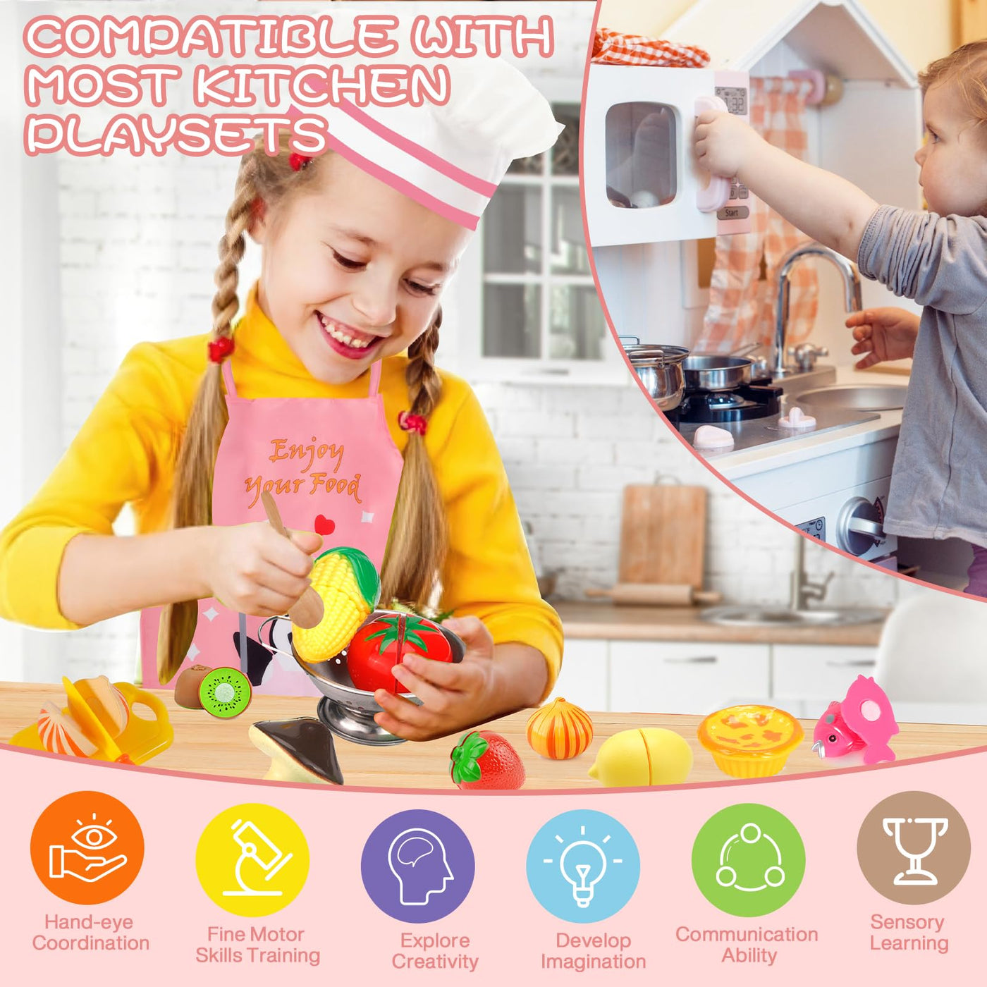 Children's kitchen accessories, stainless steel cooking set children's toy, doll's kitchen accessories, food toy