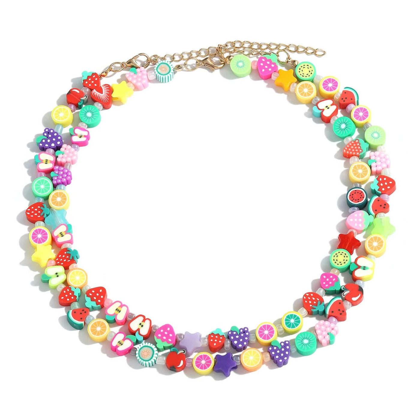 300 pieces fruit beads polymer clay beads, children bracelets colorful threading beads DIY bracelets necklace spacer beads kit craft kit for bracelet hair band crafting for making jewelry bracelets