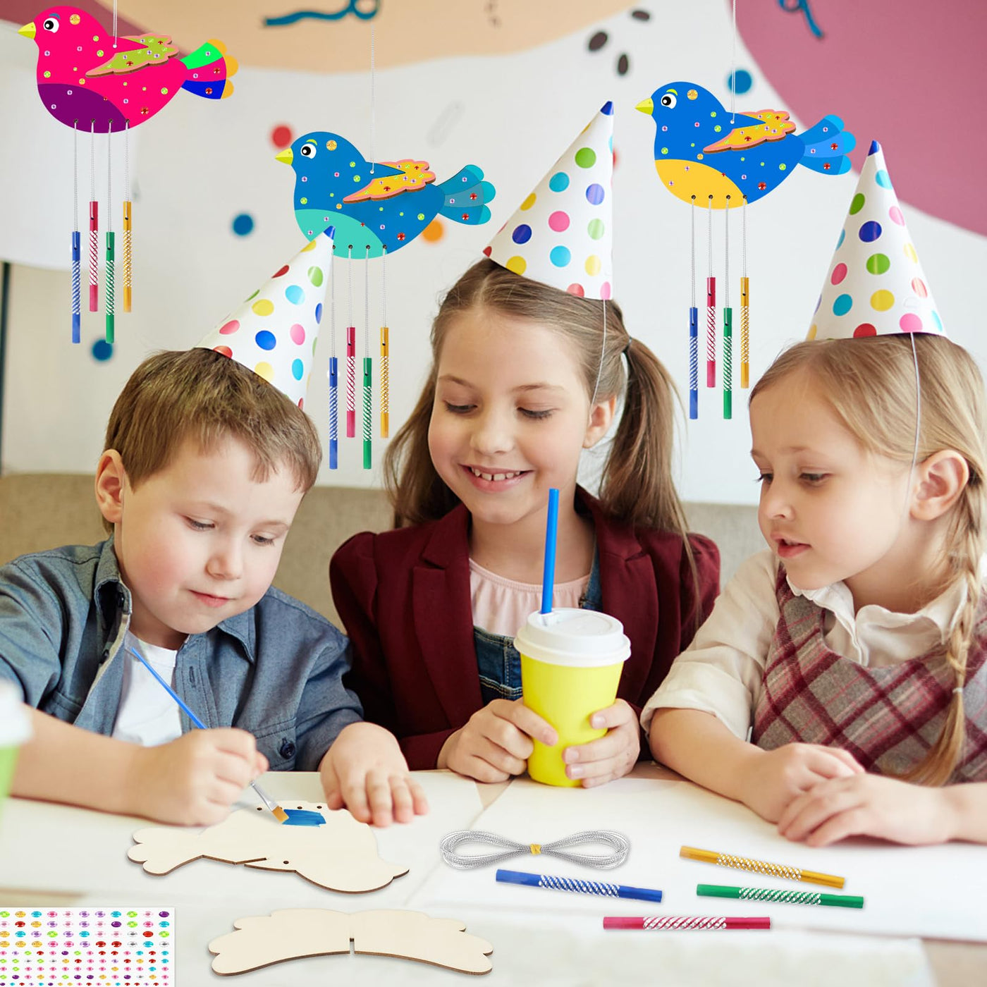 3D bird wind chime craft kit kids wooden craft kits