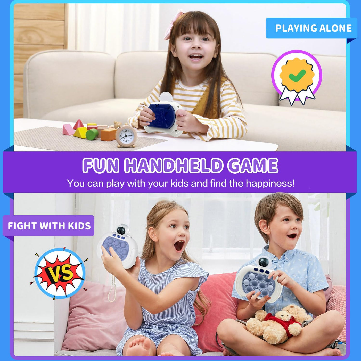 Quick push game for kids & adults, pop handheld game, quick puzzle game machine, push bubble stress toy