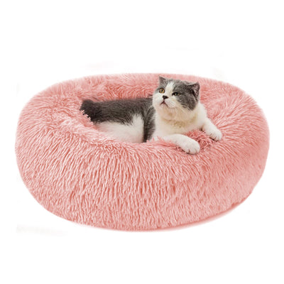 Lit pour chien et chat Peluche ronde et duveteuse - Donut Coussin câlin pour chien Panier pour chien lavable Chiens, chats et autres animaux de compagnie de taille moyenne et grande
