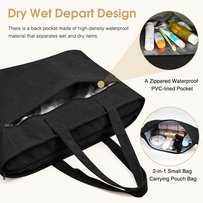 Grand sac de plage imperméable avec fermeture éclair