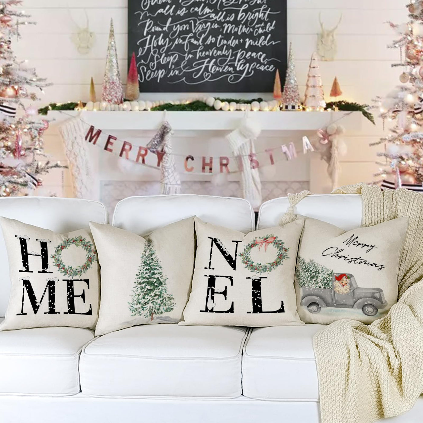 Cushion cover set of 4 cushion cover Christmas cushion covers decorative cushions linen cushion covers for decoration Christmas sofa