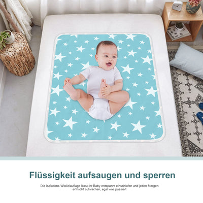 2 Stück waschbare Wickelauflage für Babys und Kleinkinder - atmungsaktiv, wasserdicht, wiederverwendbare Urinmatte