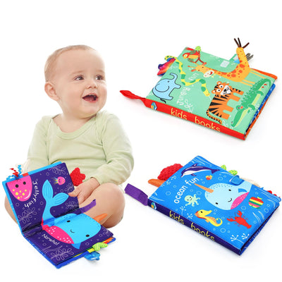 Baby cloth book, 2 pieces baby soft picture book bath book cloth book cuddle book