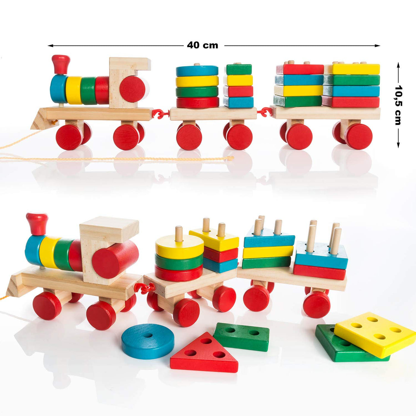 Wooden train toy train made of wood; wooden sorting cube