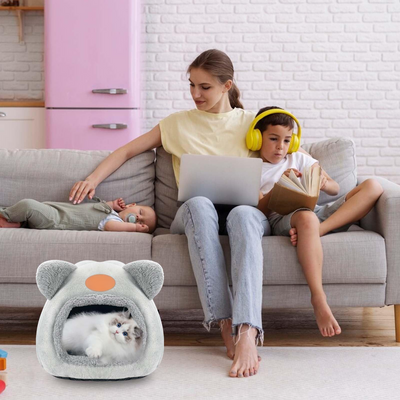 Lits chauds grotte pour chats Lits apaisants pour chats et petits chiens Dormir