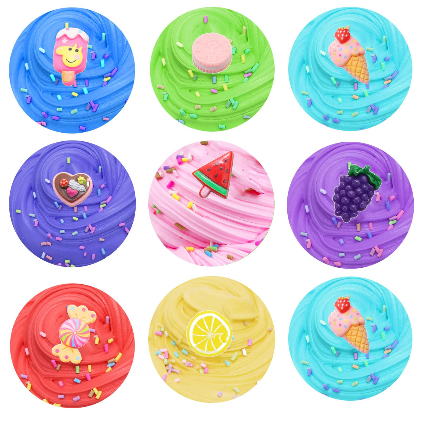 Set de Slime avec Mini Butter Slime, Fun Charms, Fluffy Slime Putty Toys et Stretchy Gift pour soulager le stress