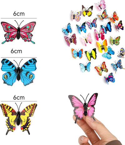 50 pièces de papillons décoratifs avec épingles à nourrice, broche papillon en PVC