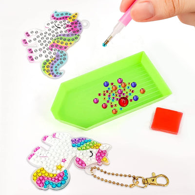 Diamond Painting Kids, Diamond Keychain DIY Diamond Painting Keychain Kits Kids 5D Unicorn Diamond