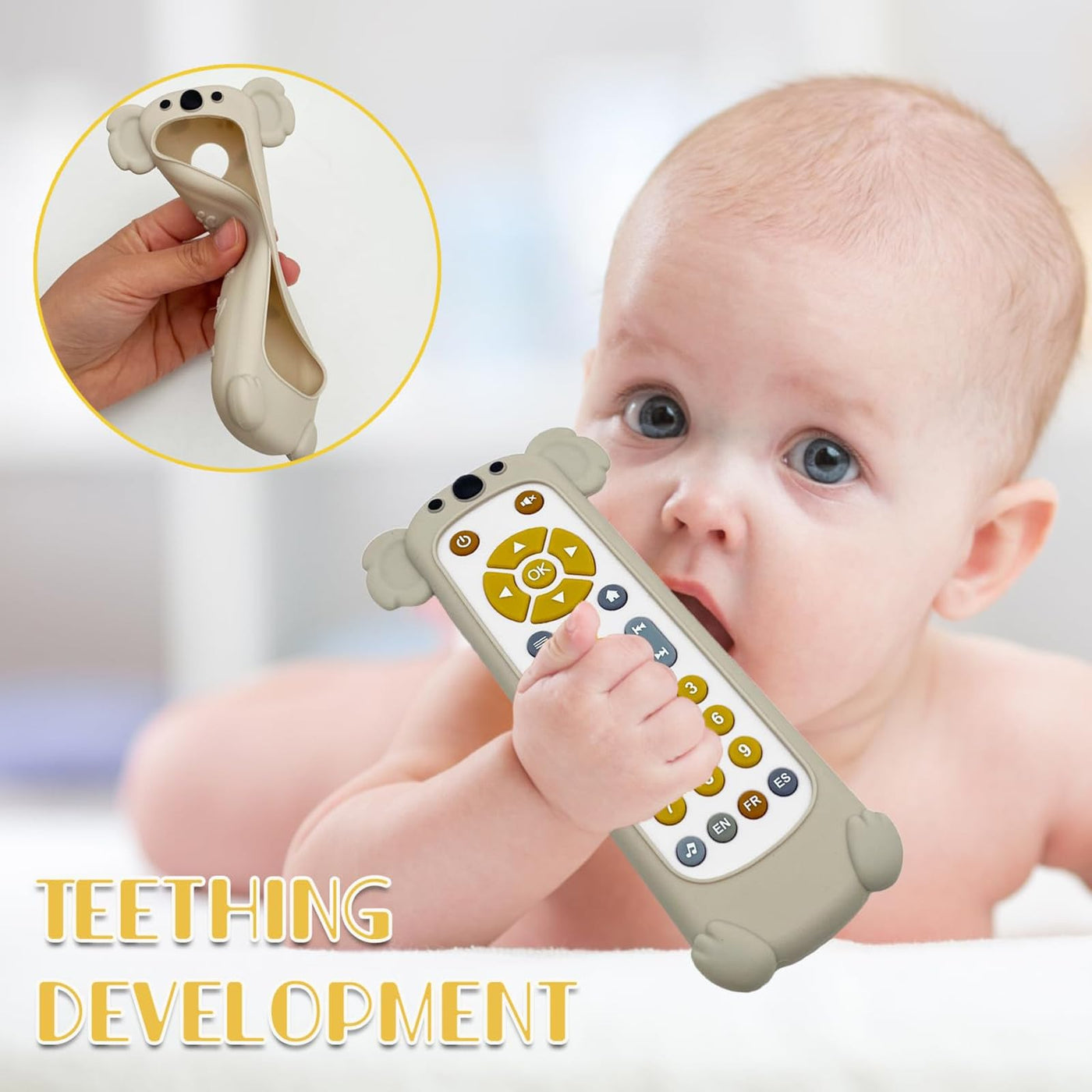Baby remote control toy, musical toys for babies with English/French/Spanish, educational toy with songs and sounds