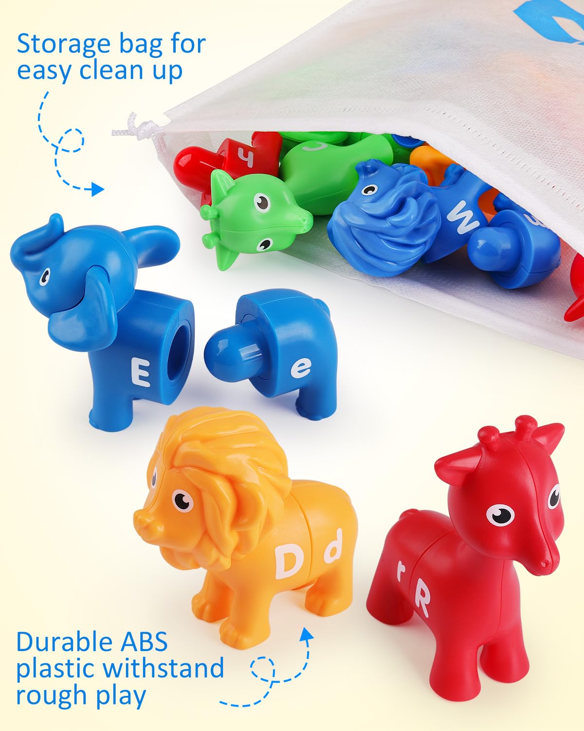 ABC Animal Letter Matching Game, 26PCS Upper and Lower Case Fine Spelling Sports Toy, Preschool Puzzle
