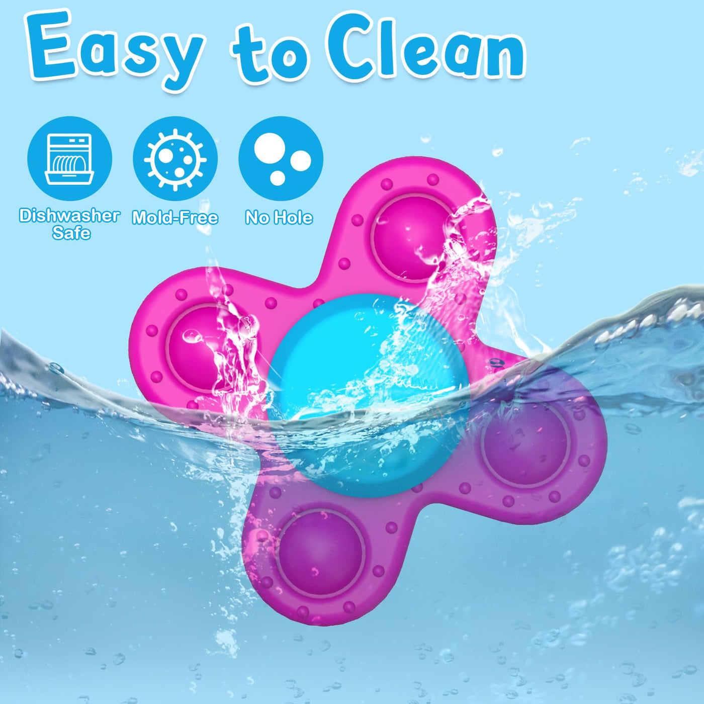 Jouet ventouse enfant, 3 pièces jouet bébé fidget spinner bébé silicone