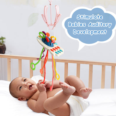 Jouet d'activité à tirer en silicone, jouet sensoriel pour les tout-petits, jouet de voyage pour les bébés