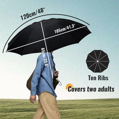 Compact Travel Umbrella Large Stormproof - Inverted folding umbrella, automatic pocket umbrella for rain