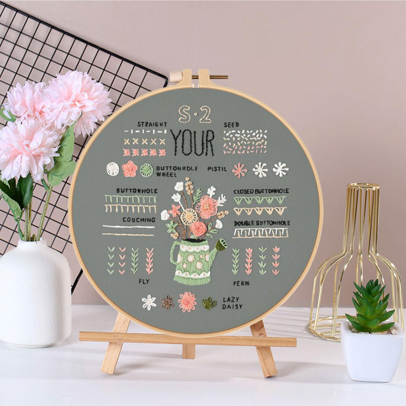 Sets Kit de pratique de points de broderie pour les débutants, points de broderie de base et avancés