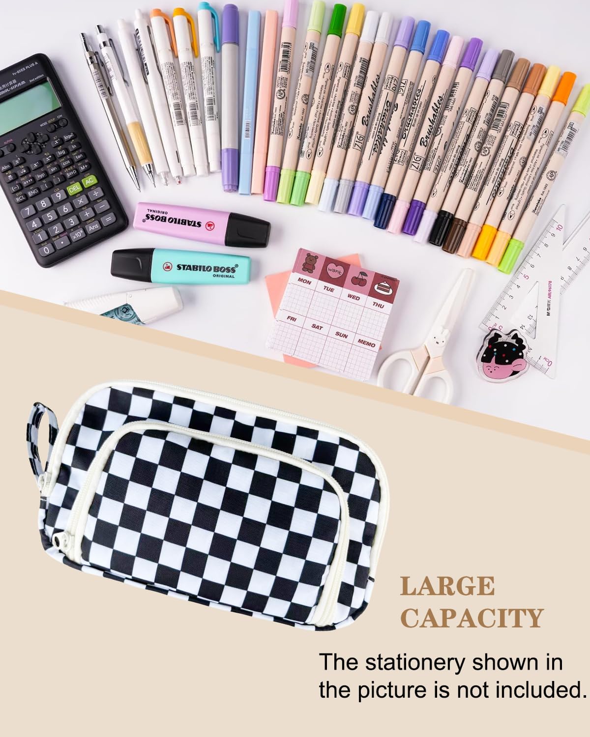 Trousse à crayons avec 3 compartiments