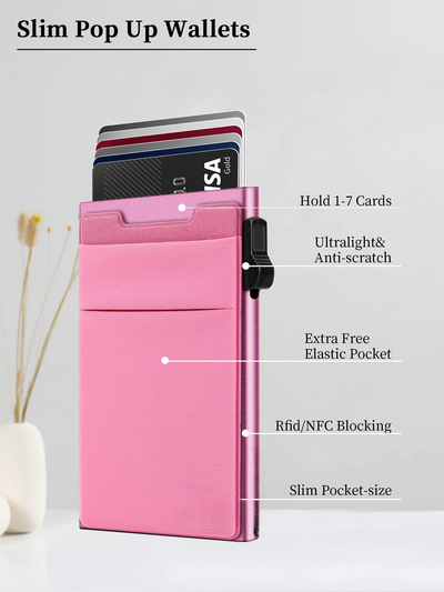 Minimalist wallet-RFID protection card holder-Pop up wallet-Slim credit card holder with coin pocket