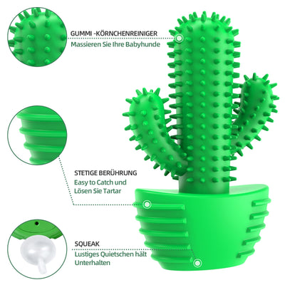 Jouet pour chien pour mâcher agressivement, jouet à mâcher pour chien presque indestructible, jouet pour chien grinçant pour chiens de taille moyenne, jouet pour chien en caoutchouc robuste et durable (Cactus).