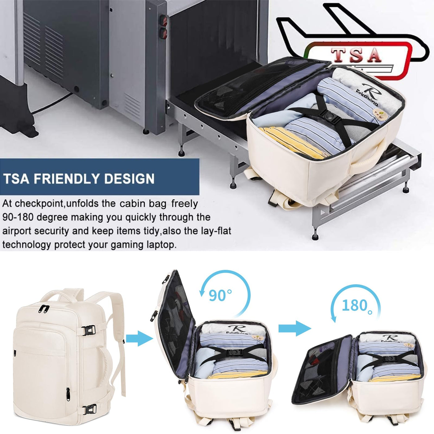 Hand luggage backpack with separate one-inch computer compartment