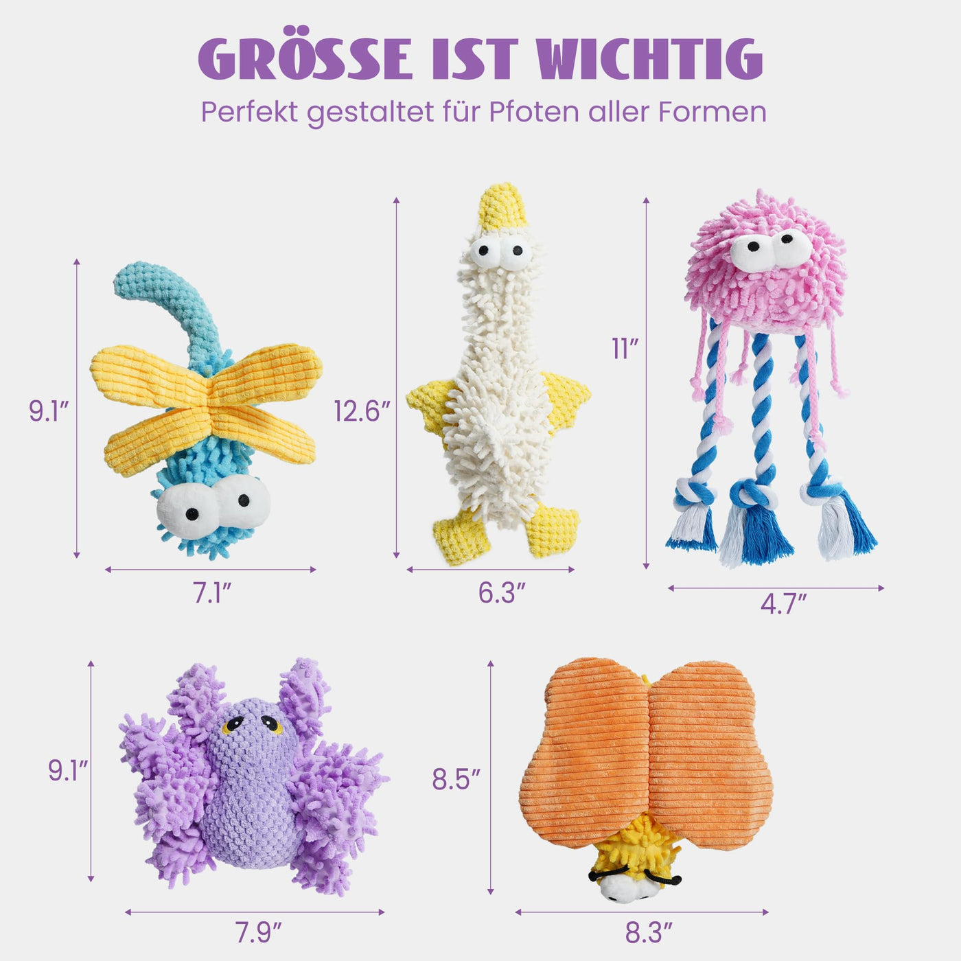 Hundespielzeug für kleine mittelgroße Hunde Weiches quietschendes Plüschtier haltbares Kauspielzeug für mittelgroße kleine Welpen Süße Accessoires Mädchenhunde