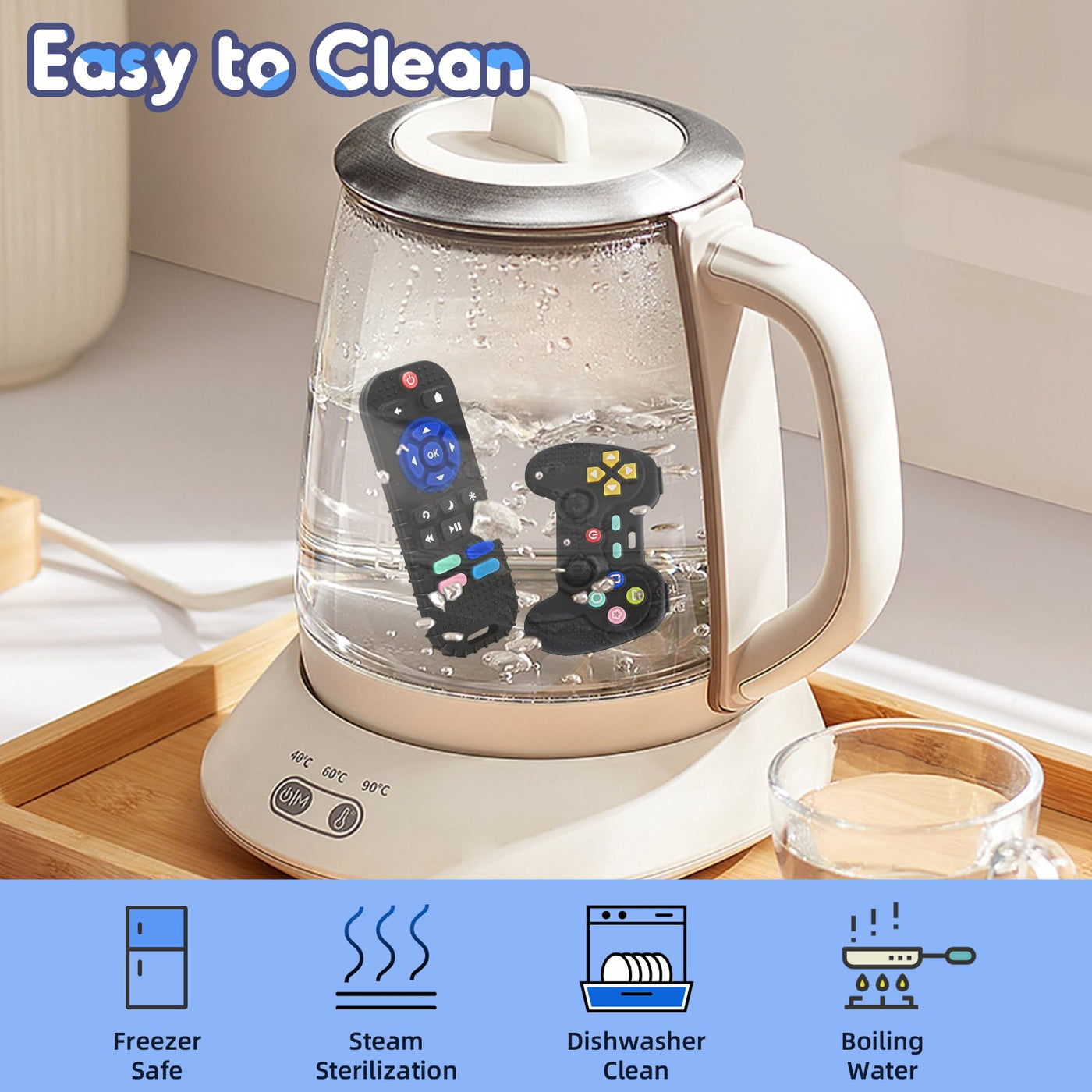 Jouet de dentition pour bébé Cadeau personnalisé, télécommande en silicone, aide à la dentition pour bébé